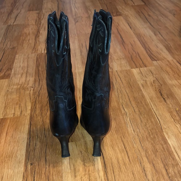 Charlie Horse Black Cowboy Heel Boots 37 1/2 - Picture 4 of 8